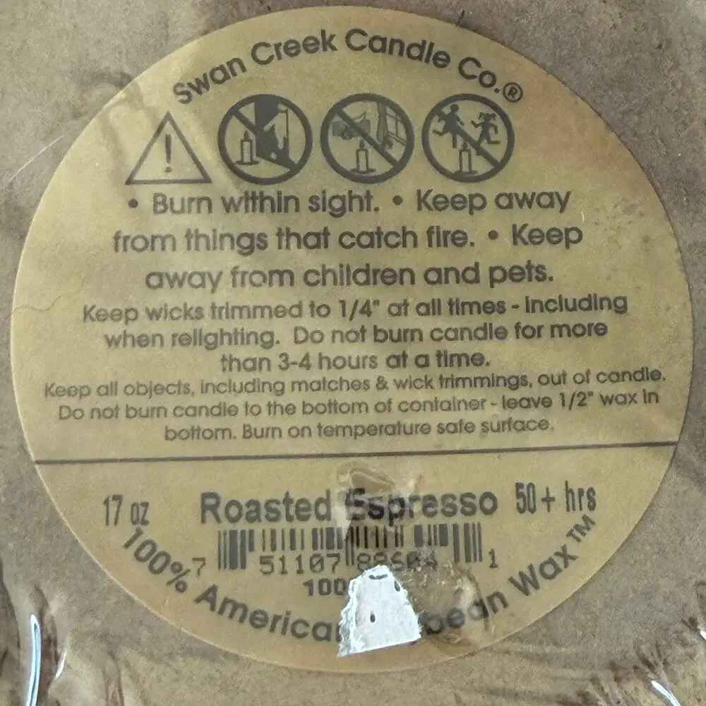 Swan Creek Candle Company Roasted Espresso Soy Wax Red Ceramic Holder 17oz NOS